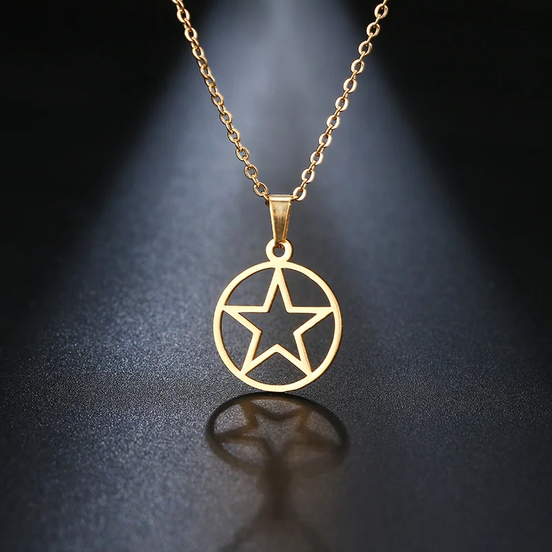DOTIFI Stainless Steel Necklace For Women Lover's Gold Color Supernatural Pentagram Vintage Retro Pendant Jewelry Wholesale |