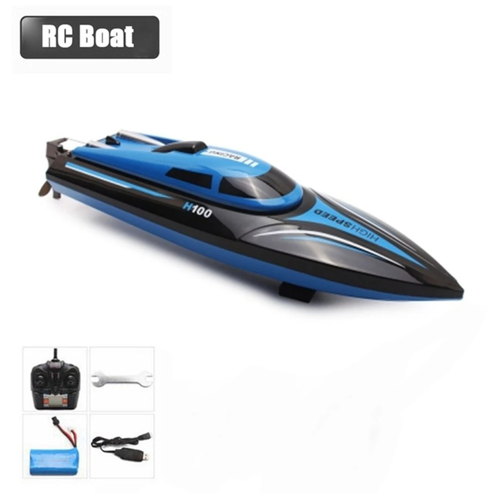 RC قارب H100 2.4 GHz 4 قناة عالية السرعة 30 km/H سباق القوارب التحكم عن بعد مع شاشة LCD ل ألعاب أطفال الاطفال هدايا عيد الميلاد