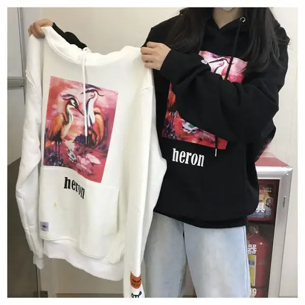 

New Fasion Heron Preston Hoodie Red-Crowned Crane Heron Preston Pullover Streetwear Hip Hop Heron Preston Sweatshirts