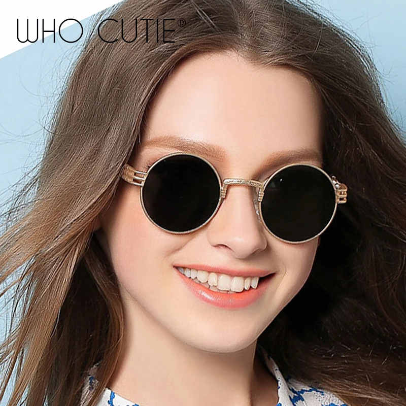 Круглые Солнцезащитные очки Who Cutie в стиле стимпанк круглые золотые ретро 2017