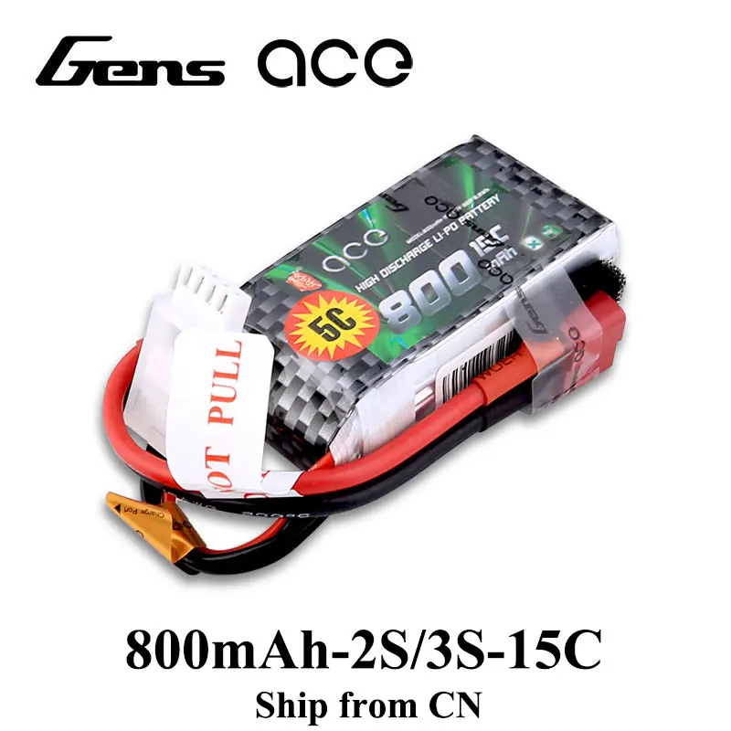 

Gens ace Lipo Battery 11.1V 800mAh Lipo 3S RC Quadcopter Deans Plug T Connector for Small Airplane 250 Helicopter