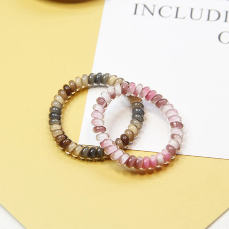Fashion 10PCS/Set Telephone Wire Stretch women Hair Rope Candy Color Elastic Cute Hair Ring Plastic Thin Rubber Bands