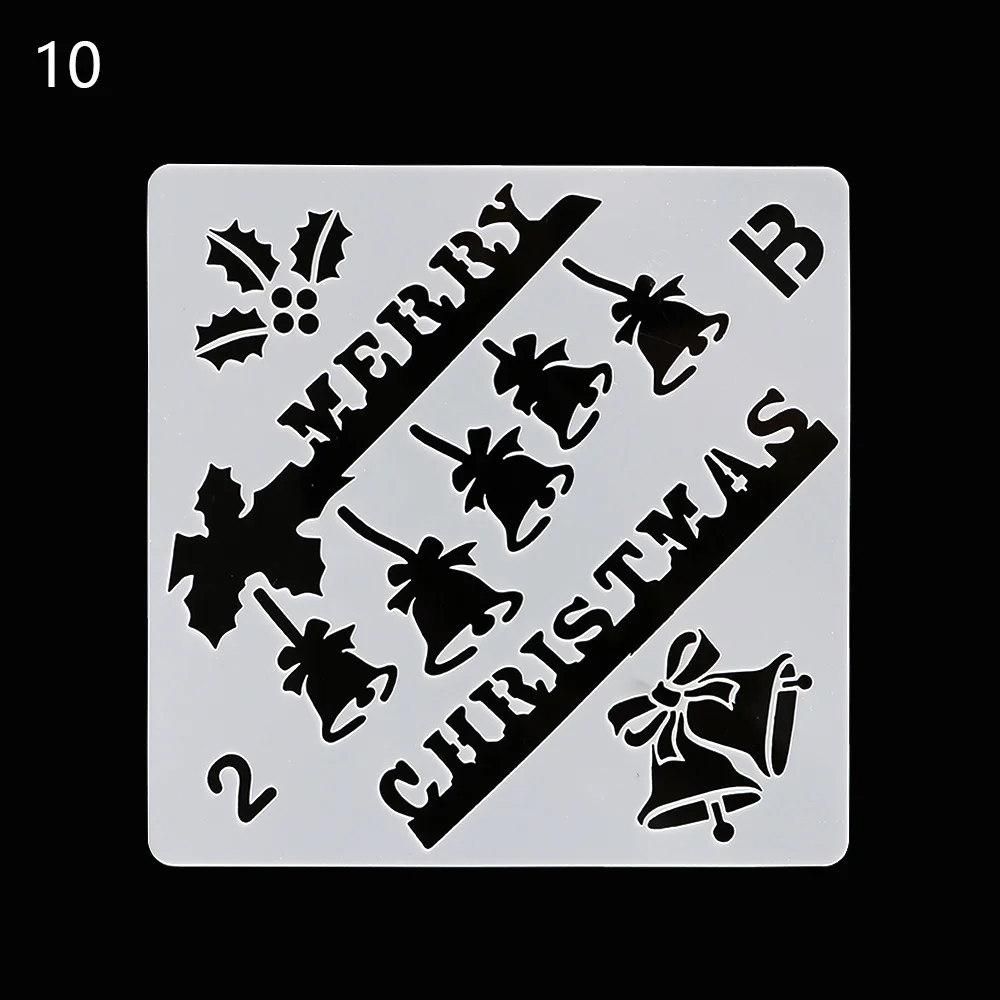 

Merry Christmas Bell Layering Stencils For Walls Painting Scrapbooking Stamp Album Decor Embossing Paper Card Template #10