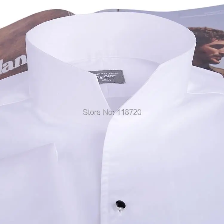 Men's White Chinese Mandarin collar Tuxedo shirt Large 16 16.5 x 34 35 L5 Kleding Herenkleding Overhemden & T-shirts Overhemden 