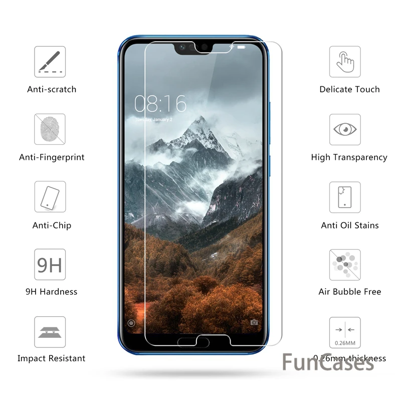 

Honor 10 Glass 2.5D 0.26mm 9H Premium Tempered Glass For Huawei Honor 10 Screen Protector Toughened protective film Honor10