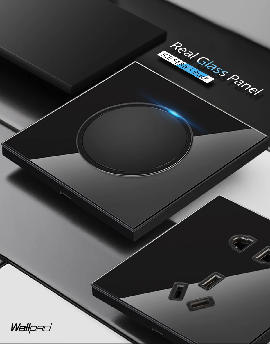 Painel de Vidro Tomada de Parede Wallpad Tomada Carregador 5 v 2400ma Nova Chegada Cristal 2020 2 Usb 2 v 2400ma nova chegada painel de vidro cristal tomada de parede