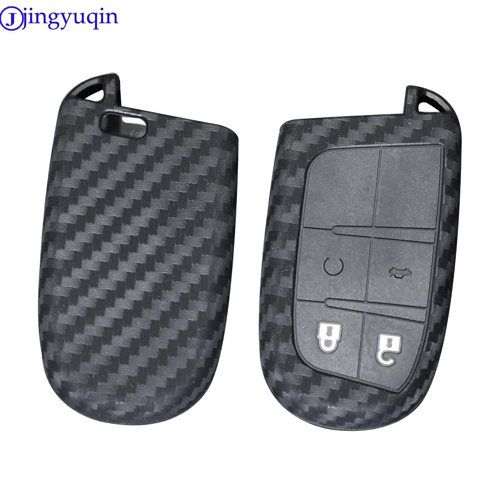 

jingyuqin Car Key Case Cover Fibler Silicone For Dodge Journey Charger for Jeep Renegade Grand Cherokee for Chrysler 200 300