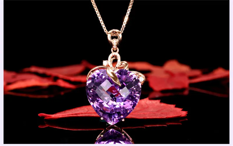 CC роскошное женское ожерелье с подвеской в виде сердца с фиолетовым камнем, кубическим цирконием, винтажное ювелирное изделие, свадебное обручальное ожерелье CCN179