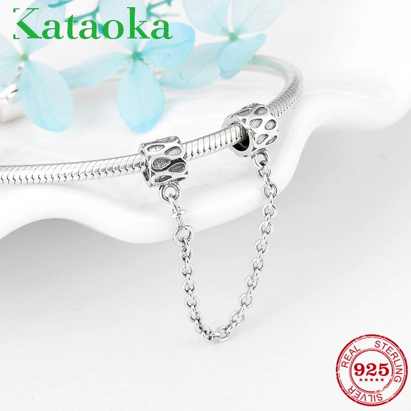 

Fashion Water drop pattern 925 Sterling Silver round shape Safety chain charms Beads Fit Pandora Charms Bracelet Jewelry making