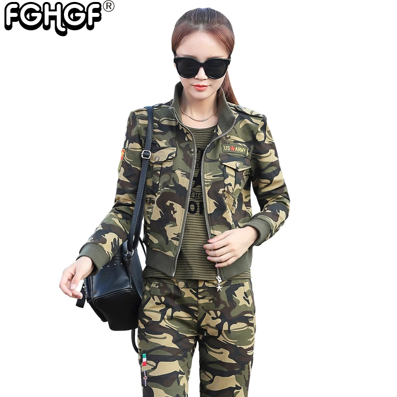 

New Pattern Bomber Jacket Women Autumn Casual Ladies Coat Military Fashion Camouflage Jacket Outerwear & Coats 3802