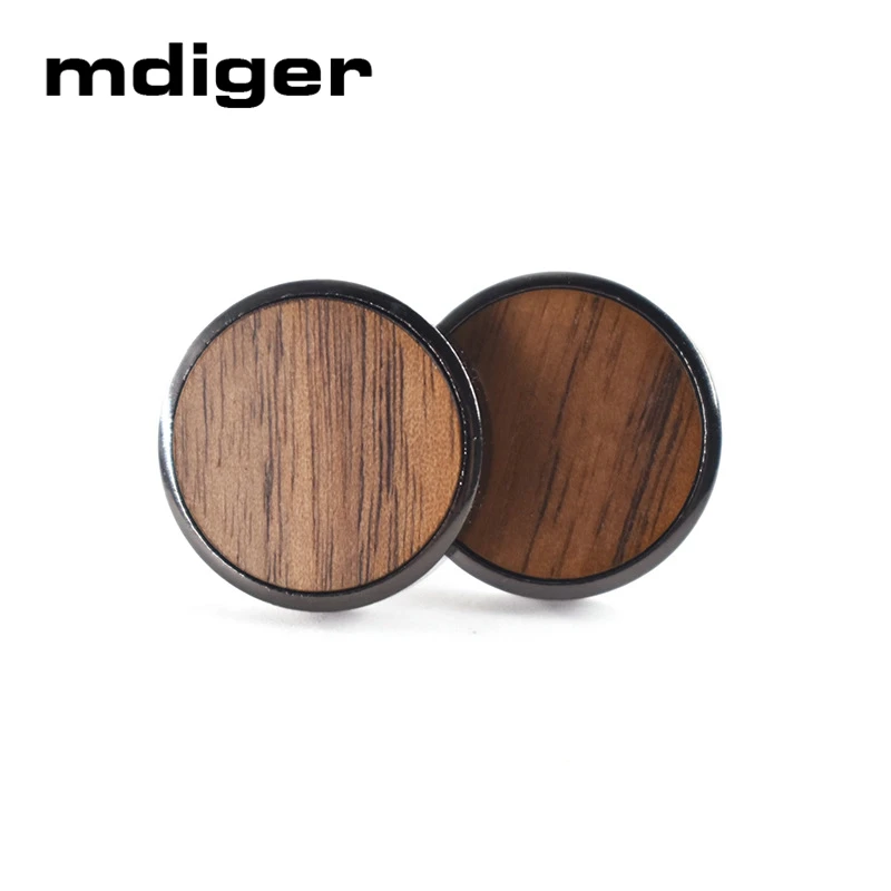 Mdiger трендовые круглые запонки с деревянными элементами для мужской рубашки