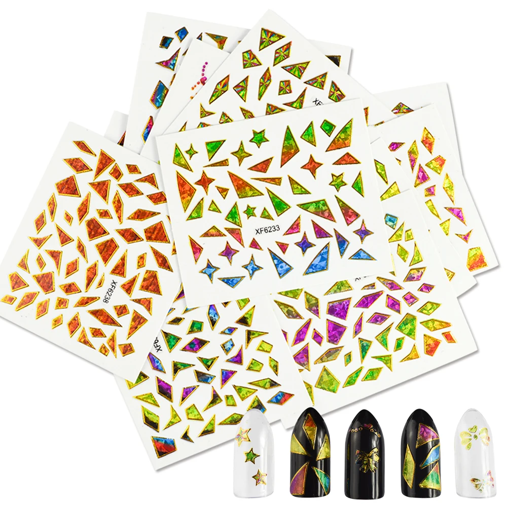 

24Sheets Irregular Broken Glass 3d Adhesive Nail Art Stickers Charming DIY Nail Foil Decals Nail Tips Decoration LAXF6232-6254