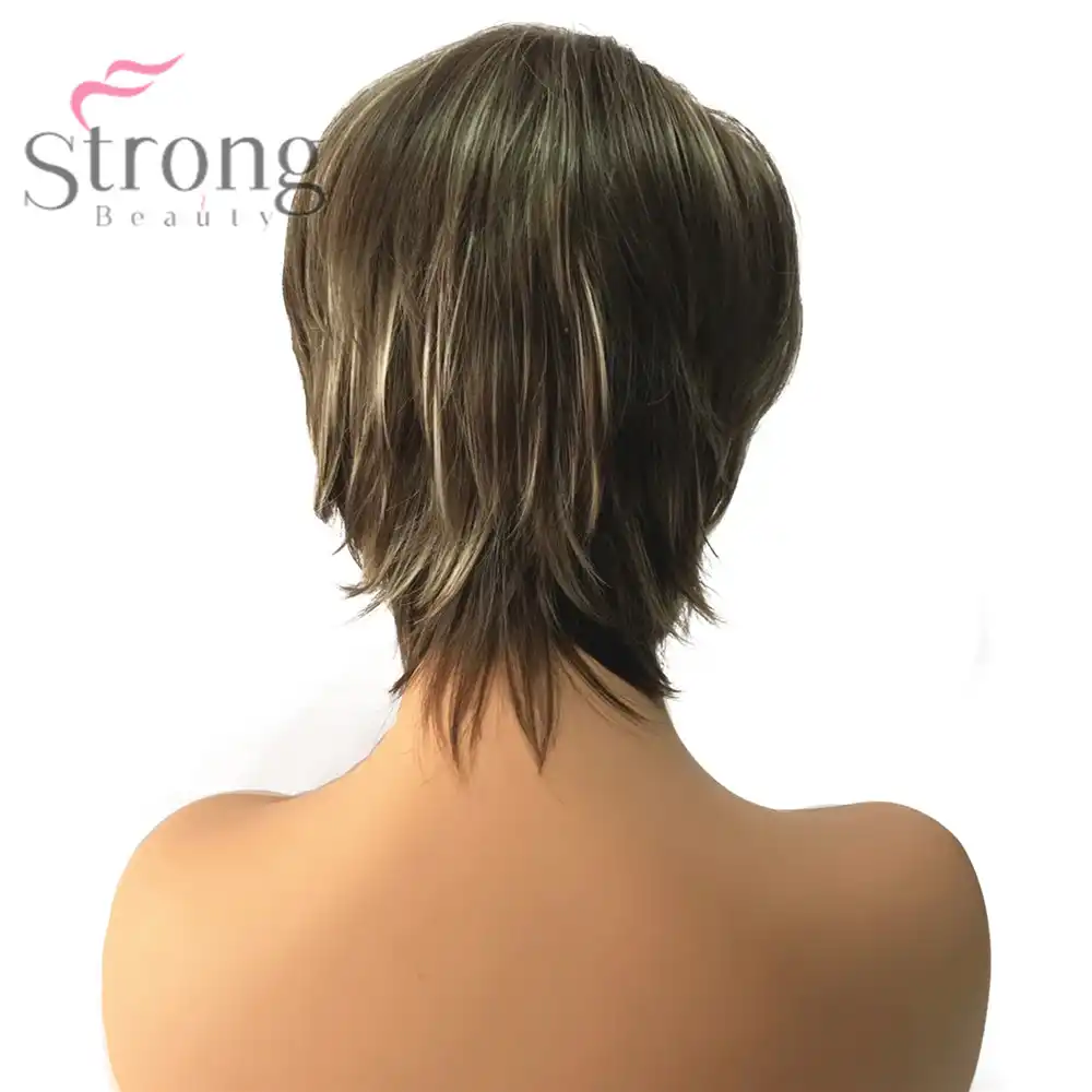 Strongbeauty Zhenskij Sinteticheskij Parik Korotkij Piki Pepelnyj Korichnevyj Otbelivatel Blond Vydelennyj Balayazh Naturalnye Volosy Ash Brown Pixie Cutwig Short Aliekspress