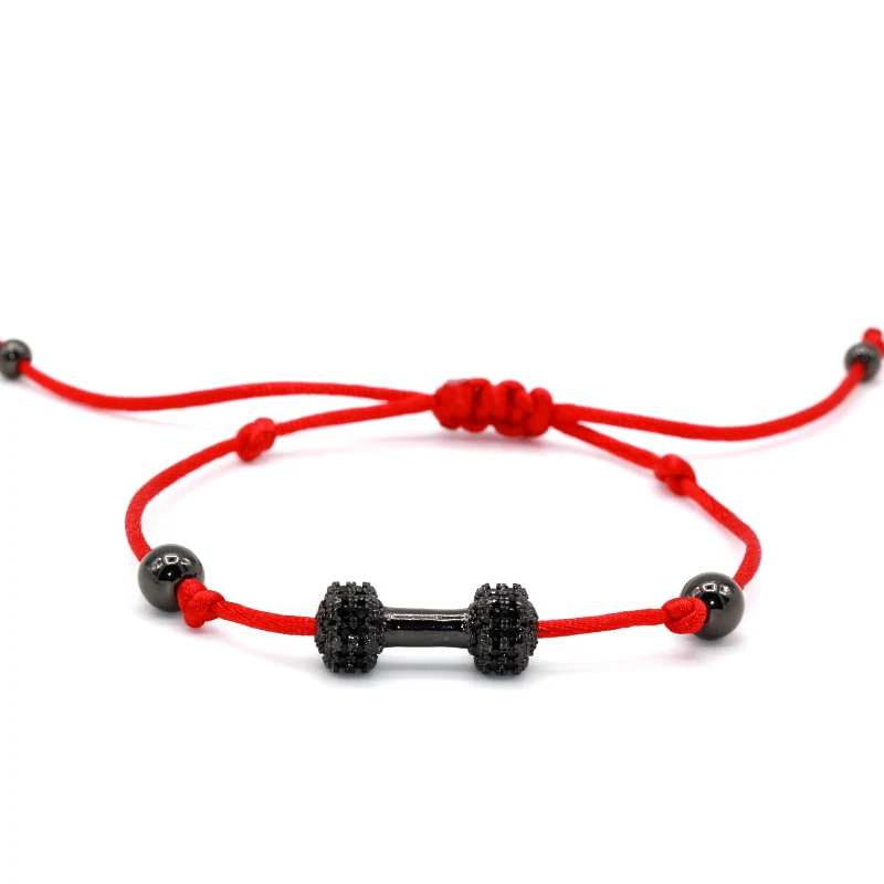 

CZ Zircon Stone Gym Dumbbell Macrame Charm Bracelets Simple Design Red String Handcrafted Bracelets High Quality Fitness Jewelry