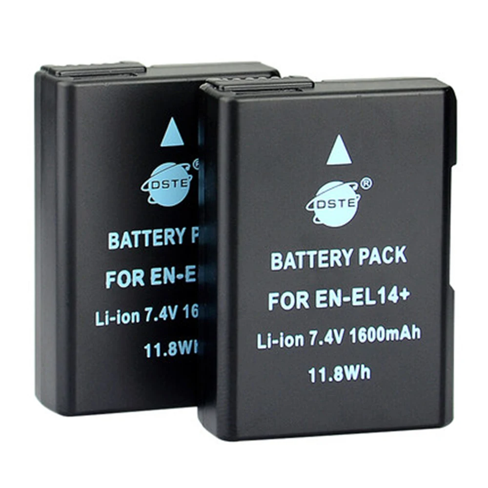 DSTE 2PCS 1600 mAh EN EL14 Camera Battery for Nikon D3100 D3200 D5100