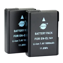 DSTE 2PCS 1600 mAh EN-EL14 Camera Battery for Nikon D3100 D3200 D5100 D5200 P7000 P7100 P7200 P7700 P7800 D3400 D5600 D3500