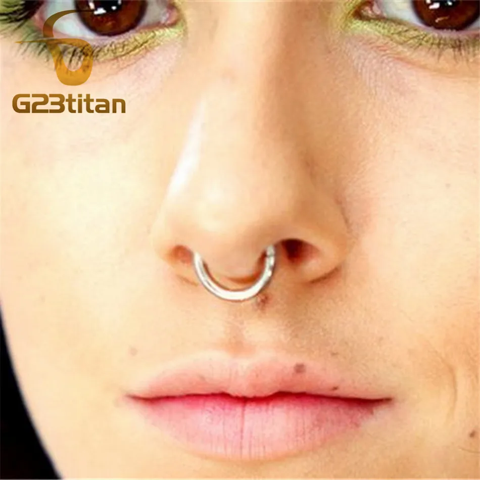 18G G23 Titanium Hypoallergenic Nose Septum Jewelry Hinged Segment Ring Body Piercing Hoop Lip Ear Helix Cartilage Rook Earring - Image 4