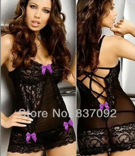 

Black Plus Size S M L XL XXL XXXL XXXXL 2XL Sexy Lingerie Babydoll Chemise Bows Dress Underwear Sleepwear - 7084