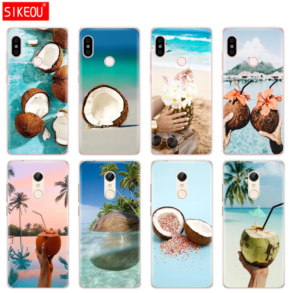 Силиконовый чехол для Xiaomi redmi 5 4 1 1s 2 3 3s pro PLUS note 4X 4A 5A с изображением кокоса на пляже