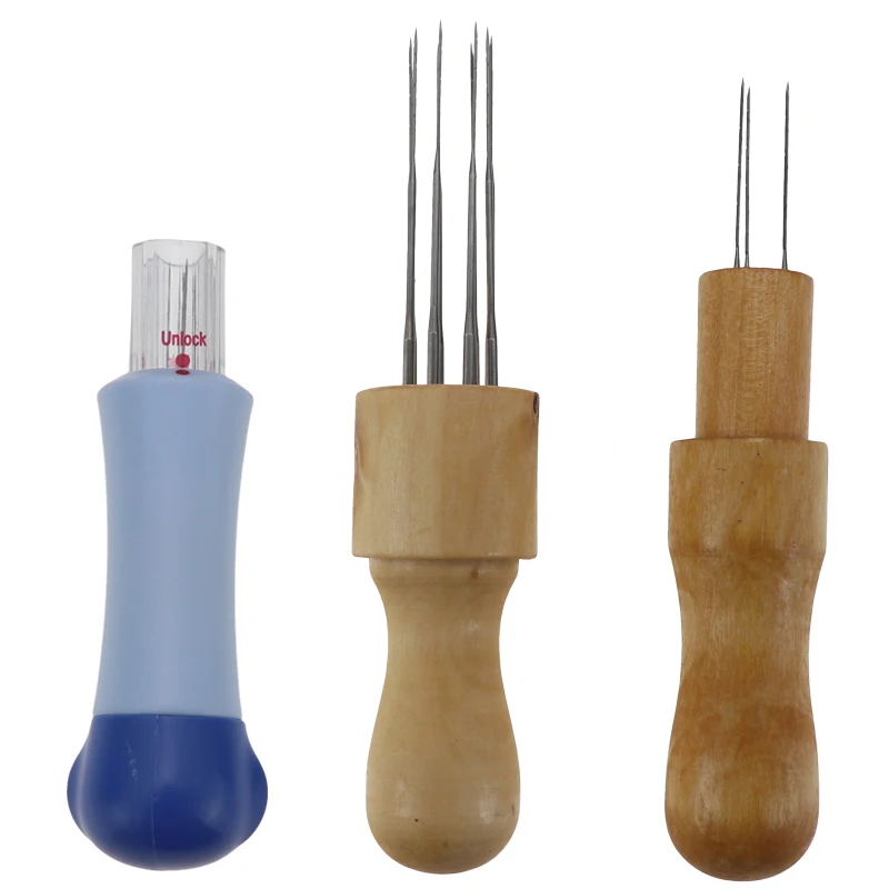 

YOKOYAMA Sewing Tool Needle Felting Wool Felt Stamp Music 7 Needle Group + 1 Needle Cloth Solid Wood Handle Eight Needle Group