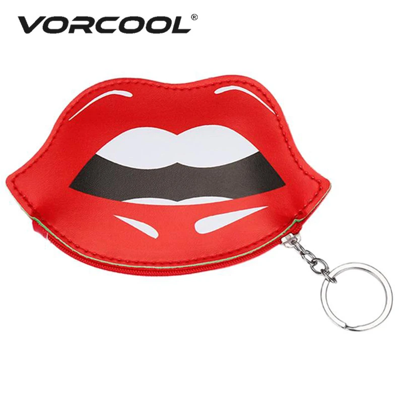 VORCOOL 1 шт. ПУ кошелек мини мультфильм милый красный губы молния кошелек для ключей маленький кошелек держатель карты для женщин дети подарок девушки