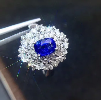 

Fine Jewelry CGL Real 18K Gold 100% Natural Unheat Royal Blue Sapphire 1,21ct Gemstones Sapphire Diamonds Female Wedding Rings