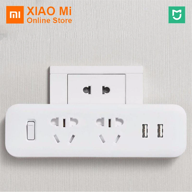 

Xiaomi Mijia Power Strip Converter Portable Plug Travel Adapter for Home Office 5V 2.1A 2 Sockets 2 USB Fast Charging H20