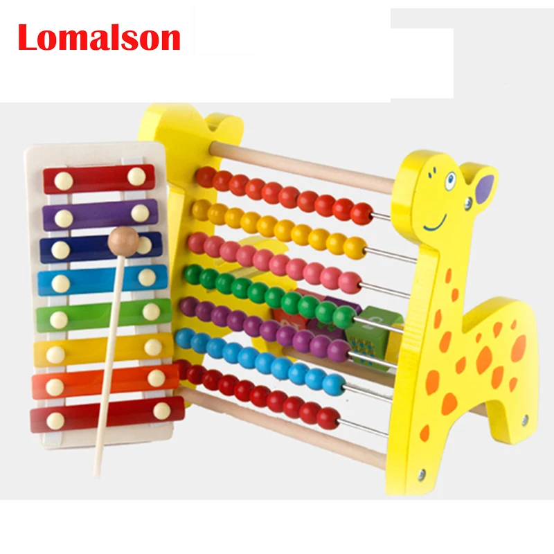 

Wooden Counting Frame Toy Kids Multifunction Cartoon Deer Knock Piano Calculation Game Early Educational Abacus Frame Toys Gift