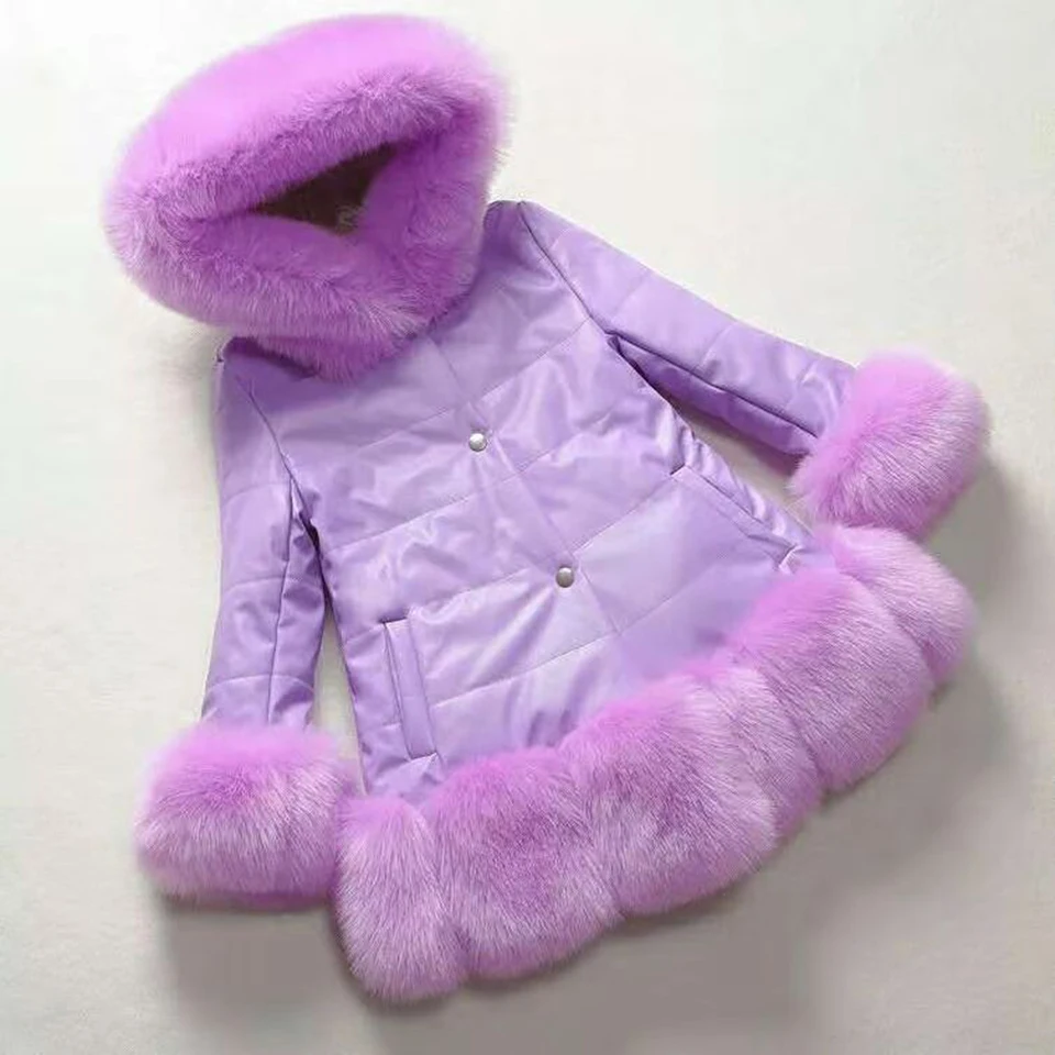 

New 2018 Baby Girls Winter Long Sleeve Hooded 3 Colors Faux Fur Outerwear Coats Fashion Children Thick Warm Winter Outwear