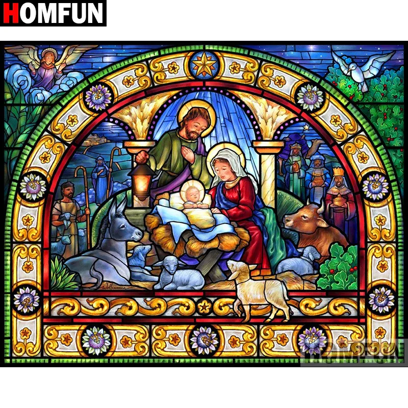 

HOMFUN Full Square/Round Drill 5D DIY Diamond Painting "Religious figure" Embroidery Cross Stitch 3D Home Decor Gift A12183