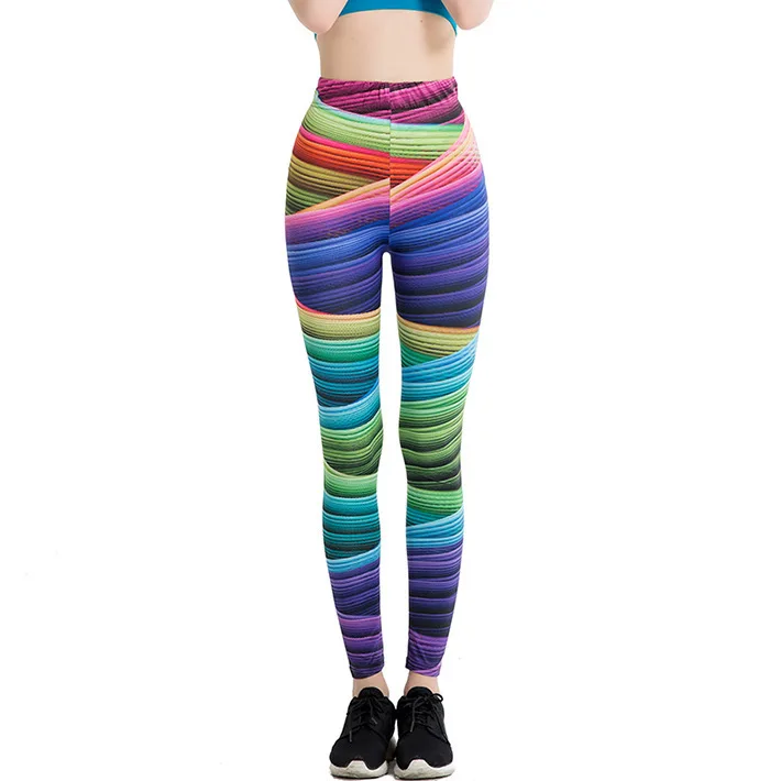 

2019 Summer New Style Women's Rainbow Digital Printing Sexy Leggings Elasticity Movement Leggings