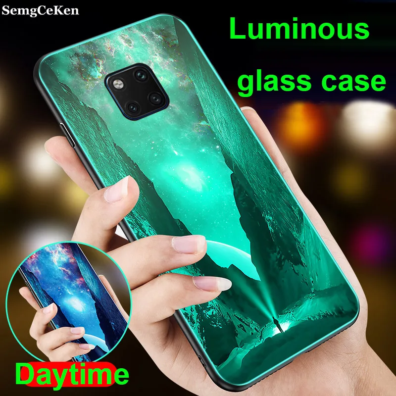 SemgCeKen светящийся чехол из закаленного стекла для huawei mate 20 pro lite 20x mate20x mate20 mate20pro 3d