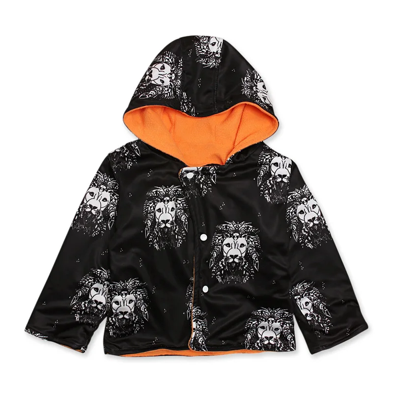 

Hot sale boys girls Causal autumn coat Children's lion print jacket with velvet kid zipper tops baby outerwear clothes for 0-3Y