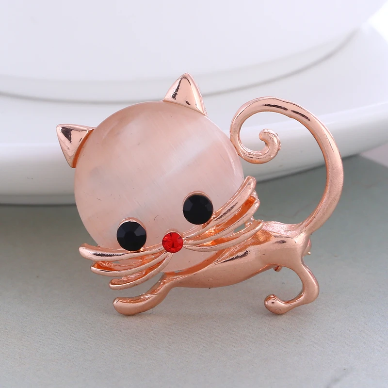 Опал камень Kitty кот Броши милые животные Маленькая Шпилька с подвеской Кот