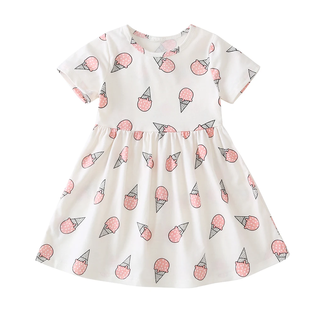 

Summer New Girl Dress Ice Cream Print Short-sleeve Dresses Children's Wear Fashion Trend Birthday Party