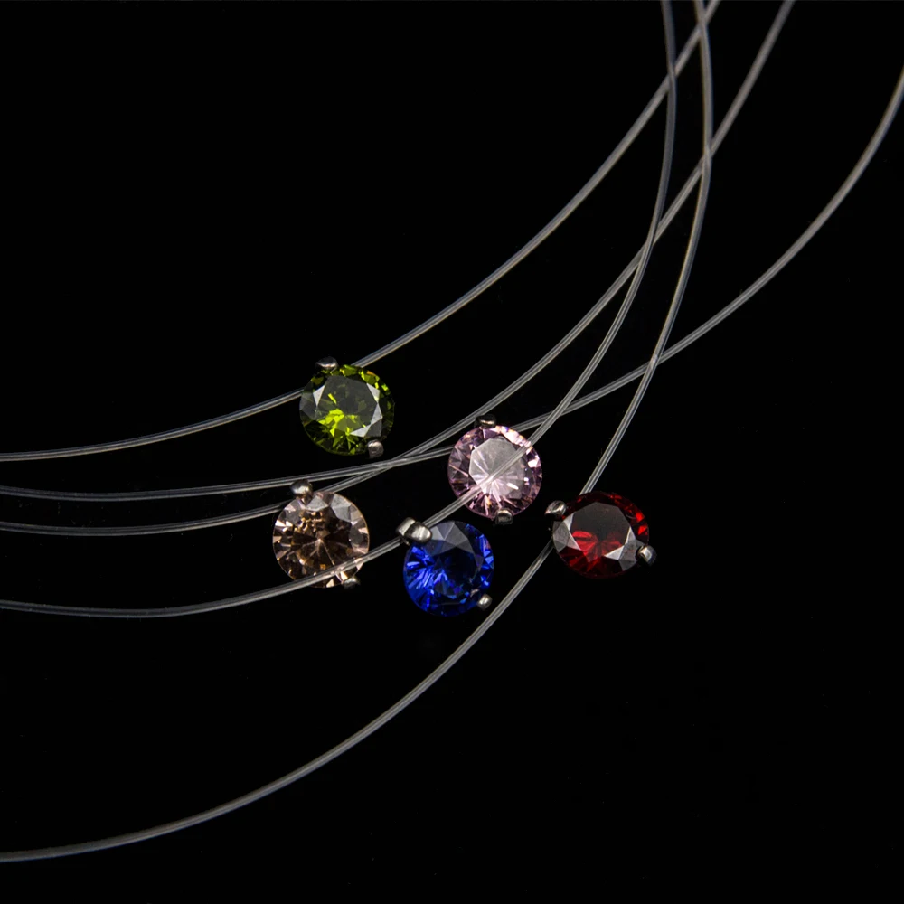 

Poputton Female Transparent Fishing Line Necklace Women Rhinestone Choker Invisible Chain Pendant Necklace Collier Femme Jewelry