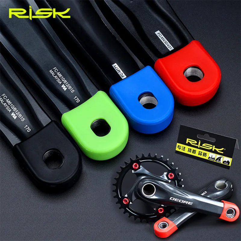 RISK MTB велосипедная резиновая силиконовая рукоятка для SLX XT горного велосипеда, велосипедная звездочка, защита коленчатого колеса, 4 цвета, 1 пара