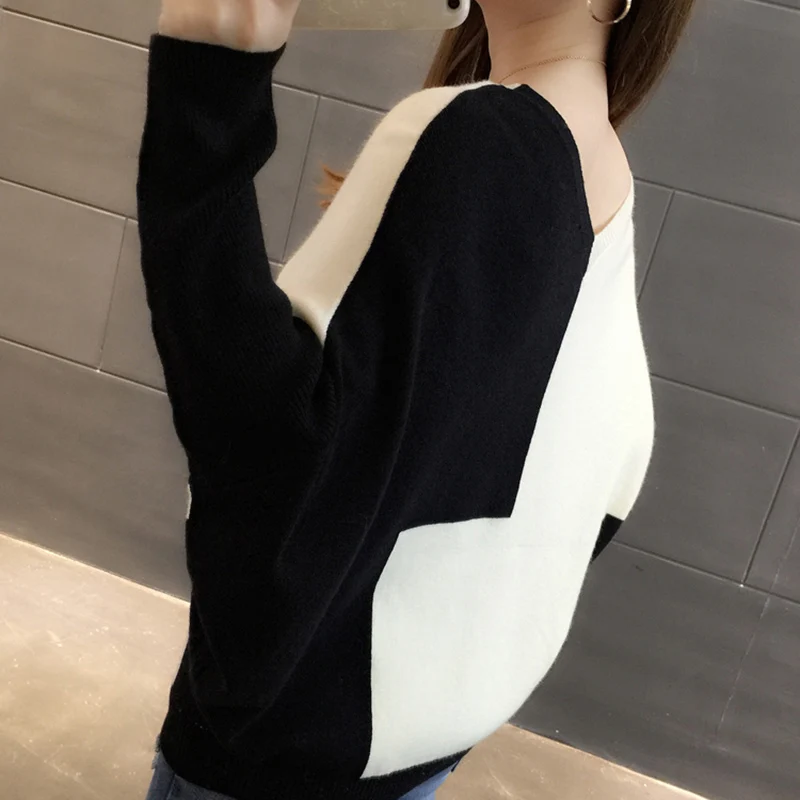  2018 New Autumn Winter Bat Sleeve Pullovers Women Sweater Fashion Sexy V-neck Cashmere Loose Korea Slim Knit Female Tops 