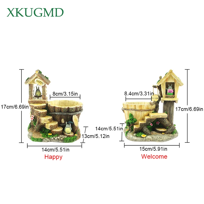Cena Totoro żywica sukulenty doniczka drewno drzewo kikut Maceteros Mini roślin kreatywny doniczka ceramiki Bonsai mięsiste dekoracji wnętrz