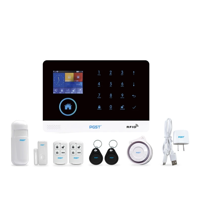 

Video GSM Alarm system Switchable Wireless Home Security WIFI 2G Network Alarm system APP Remote Control RFID card Arm Disarm