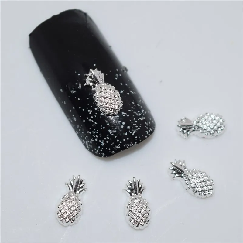 

50Pcs new Silver Pineapple nail stickers, 3D Metal Alloy Nail Art Decoration/Charms/Studs,Nails 3d Jewelry H024