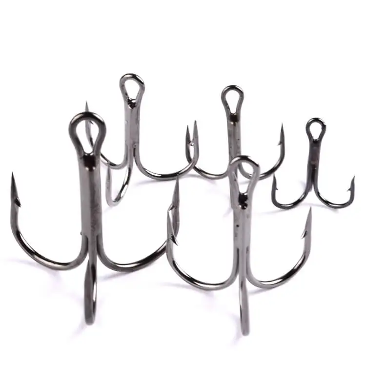 

10pcs/Box Black Treble Grasp Anchor Hook Sharp Barbed Jig Fishhook 1/0# 2/0# 3/0# High Carbon Steel All Fishing Position Tackle