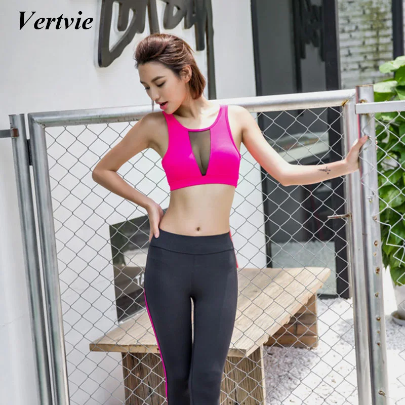 Vertvie Sexy Mesh Hollow Women Yoga Bra Push