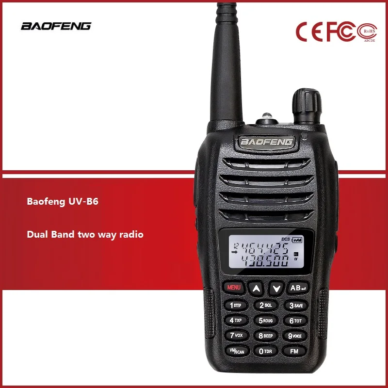 Baofeng UV-B6 полицейский портативный приёмопередатчик FM трансивер для охоты радиолюбительский радиоприемник HF приемопередатчик двухсторонний радиоручной BF B6