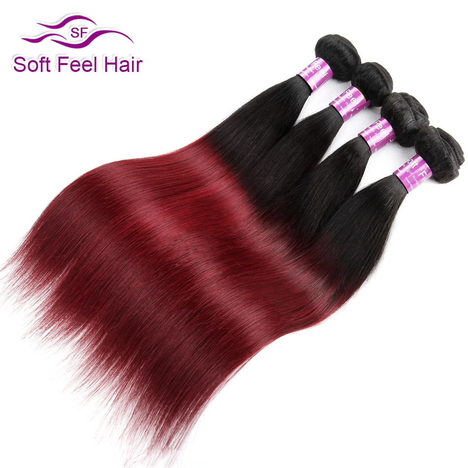 Soft Feel Hair Ombre Peruvian Hair Weave Bundles 1B/Burgundy Ombre Straight Human Hair 3/4 Bundles Red 99J Remy Hair Extensions Soft Feel Hair Ombre Peruvian Hair Weave Bundles 1B/Burgundy Ombre Straight Human Hair 3/4 Bundles Red 99J Remy Hair Extensions