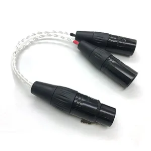 Image 4 - Free Shipping Haldane 8 Cores 7N OCC Silver Plated 4 pin XLR Female to 2x 3 pin XLR Male Balanced cable Headphone Audio Adapter