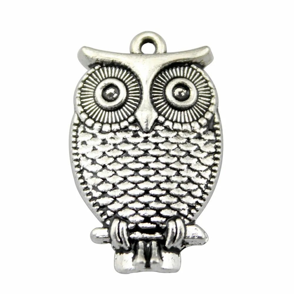 WYSIWYG 6pcs 28x18mm 2 Colors Antique Silver, Antique Bronze Plated Owl