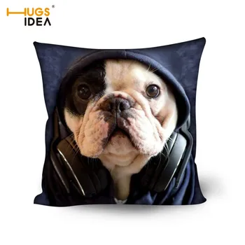 

HUGSIDEA Lovely French Bulldog Frenchie Cushion Cover 3D Animal Pillowcase for Bed Car Hotel 50x50cm Square Home Sofa Decorative