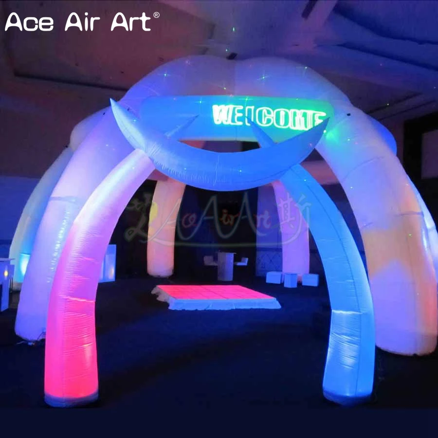  New design glowing inflatable archway/entranceled door structure with base blower for wedding and p