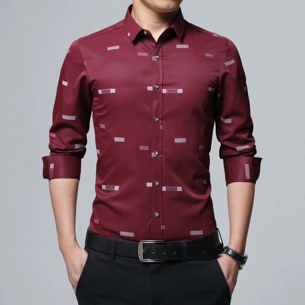 Kopen MIACAWOR Nieuwe Mannen Casual Shirts Mode Print Camisa Masculina Slim Fit Lange Mouw Camisa Sociale Mannen Kleding Plus Size 5XL c379